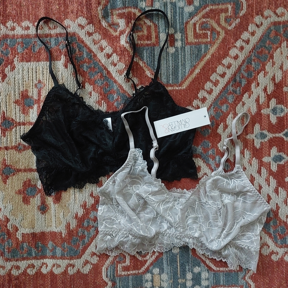Set of 2 Small Gray and Black seethrough lace Bralettes